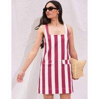 RO&ZO Cotton Rich Striped Square Neck Mini Dress Red Mix