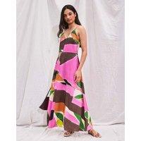 RO&ZO Geometric V-Neck Strappy Maxi Slip Dress Multi