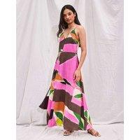 RO&ZO Geometric V-Neck Strappy Maxi Slip Dress Multi