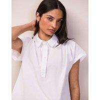 RO&ZO Poplin Gathered Relaxed Cap Sleeve Shirt White
