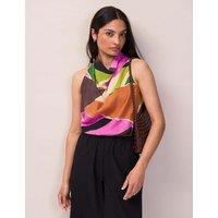 RO&ZO Geometric Cowl Neck Top Multi
