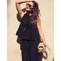 RO&ZO Pure Cotton Crew Neck Peplum Top Black