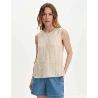 Finery London Textured Striped Sleeveless Shell Top Beige Mix