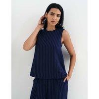 Finery London Textured Striped Sleeveless Shell Top Navy Mix