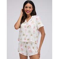 Boux Avenue Matcha Print Modal Rich Shortie Set Ivory Mix