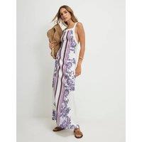 River Island Pure Cotton Paisley Midi Column Dress Cream Mix