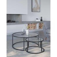 Gallery Direct Milan Metal & Glass Nest of Tables Black