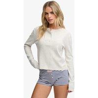 Superdry & Co Cotton Rich Henley Top Beige