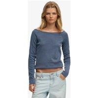 Superdry & Co Pure Cotton Slim Fit Off The Shoulder Top Navy