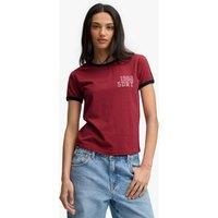 Superdry & Co Pure Cotton Slim Fit Side Stripe Ringer Tee Red