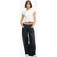 Superdry & Co Mid Rise Wide Leg Jeans Black