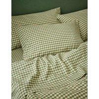 Piglet In Bed 2 Pack Linen Rich Gingham Pillowcases Green Mix