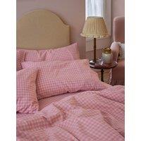 Piglet In Bed 2 Pack Linen Rich Gingham Pillowcases Pink Mix