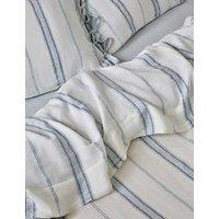 Piglet In Bed Pure Linen Farmhouse Stripe Flat Sheet Blue Mix