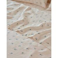 Piglet In Bed Posy Bud Linen Blend Flat Sheet Light Blue Mix