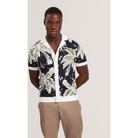 Ted Baker Regular Fit Floral Knitted Shirt Navy