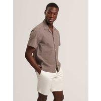 Ted Baker Relaxed Fit Pure Cotton Geometric Shirt Brown