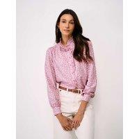 Crew Clothing Floral Frill Detail Blouse with Cotton Light Pink