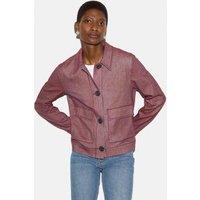 Jigsaw Textured Collared Utility Jacket with Linen Red