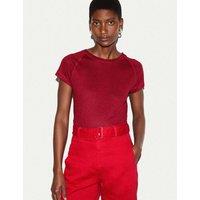 Jigsaw Pure Linen Round Neck T-Shirt Red