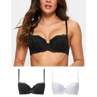 Ann Summers 2 Pack Sexy Lace Wired Balcony Bras (A-G) White/Black