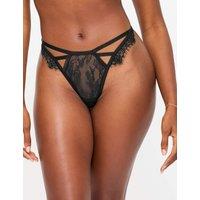 Ann Summers Lace Crotchless Tanga Thong Black