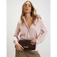 River Island Faux Suede Bar Front Clutch Bag Brown