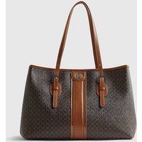 River Island Monogram Tote Bag Brown Mix