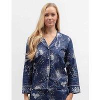 Cyberjammies Cotton Modal Zodiac Print Pyjama Top Navy Mix