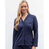 Cyberjammies Jersey Ribbed Revere Pyjama Top Navy