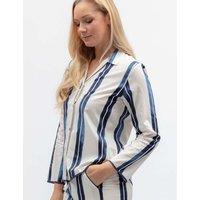Cyberjammies Cotton Modal Striped Revere Pyjama Top Navy Mix
