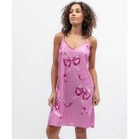 Cyberjammies Cotton Modal Strappy Bow Print Nightdress Pink Mix