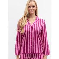 Cyberjammies Cotton Modal Striped Revere Pyjama Top Magenta