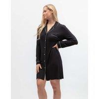 Cyberjammies Jersey Revere Collar Nightshirt Black