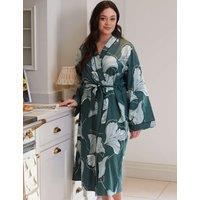 Cyberjammies Cotton Modal Floral Dressing Gown Green Mix