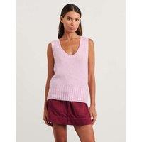 Jag Scoop Neck Knitted Vest with Mohair Pink