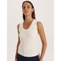 SABA Cotton Blend Scoop Neck Ribbed Tank Top Yellow