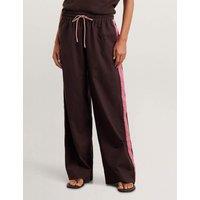 Jag Linen Rich Side Stripe Wide Leg Trousers Brown