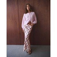 Jag Lyocell Rich Painterly Checked Maxi Skirt Pink Mix