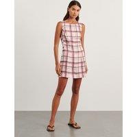 Jag Lyocell Rich Painterly Checked Mini Dress Pink Mix