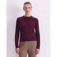 Sportscraft Pure Merino Wool Cable Knit Crew Neck Jumper Purple