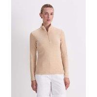 Sportscraft Pure Cotton Zip Funnel Neck Top Brown