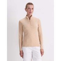 Sportscraft Pure Cotton Zip Funnel Neck Top Brown
