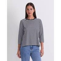 Sportscraft Mercerised Cotton Three-Quarter Sleeve Top Navy Mix