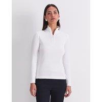 Sportscraft Pure Cotton Zip Funnel Neck Top White