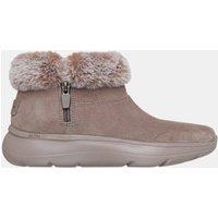 Skechers On The Go Encore Wide Fit Leather Flat Round Toe Winter Boots Taupe