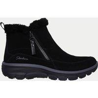 Skechers Wide Fit Easy Going Cool Zip! Leather Boots Black