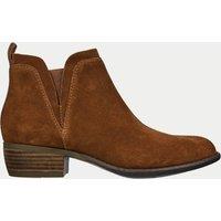 Skechers Texas Rodeo Nght Suede Block Heel Ankle Boots Brown