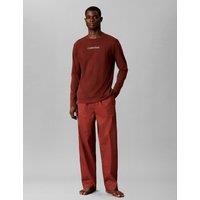 Calvin Klein Holiday Emblem Print Pure Cotton Pyjama Set Burgundy