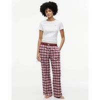 Tommy Hilfiger Heritage Pure Cotton Checked Pyjama Bottoms Burgundy Mix